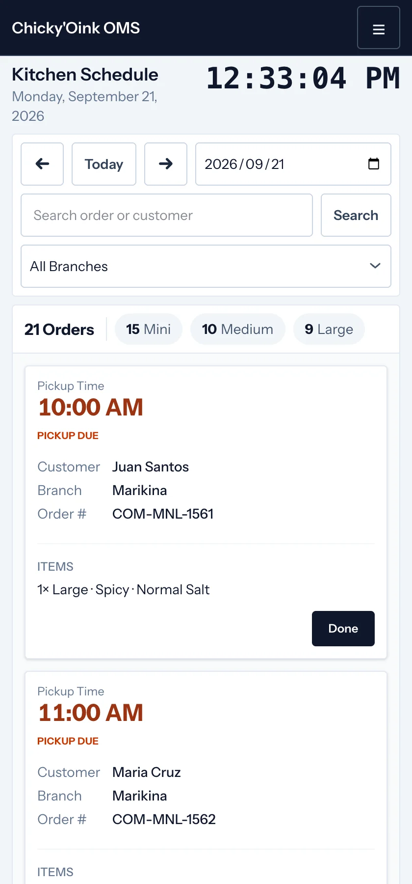 The kitchen list on a phone